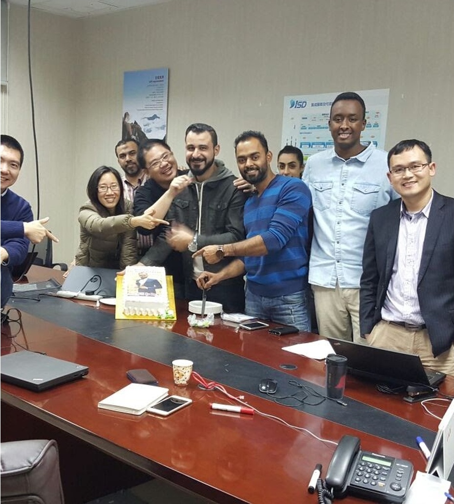 An office birthday celebration with the Huawei Bahrain and Kuwait team